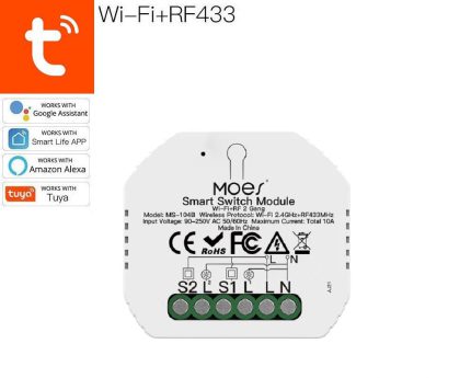 رله دو کانال Wi-Fi+RF پشت-کلیدی تویا