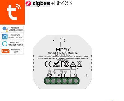 خرید رله دو کانال Zigbee+RF پشت-کلیدی تویا